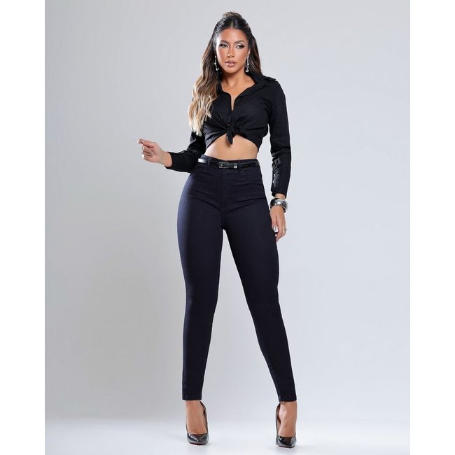 Calça Jeans Skinny Hot Feminina Cintura Alta 24815 Preto Consciência