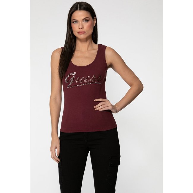 Regata Guess Rib Silk Hot Fix Bordô