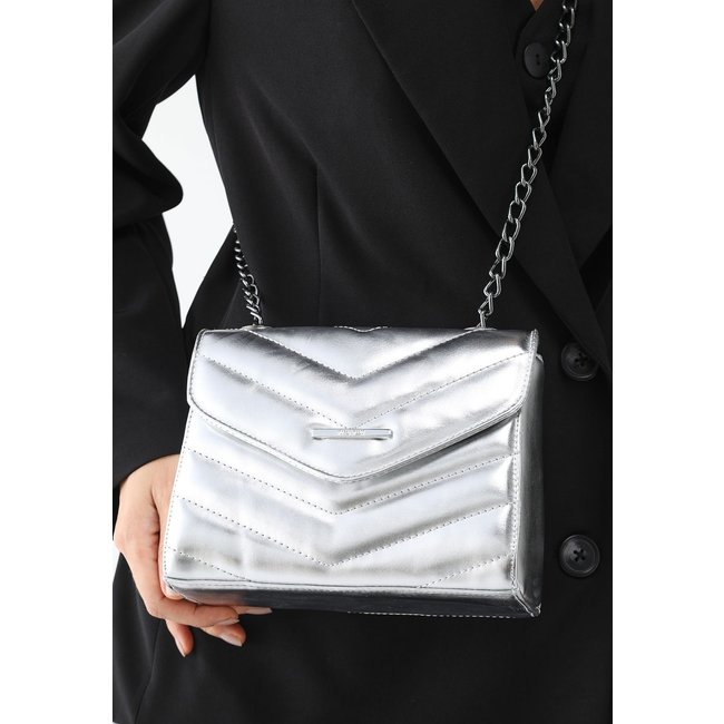 Bolsa Feminina Maria Milão Matelassê Metalizada Prata