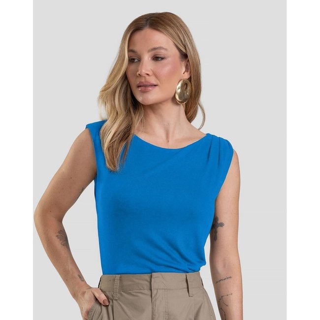 Regata Feminina em Visco Tricot Dianna Azul