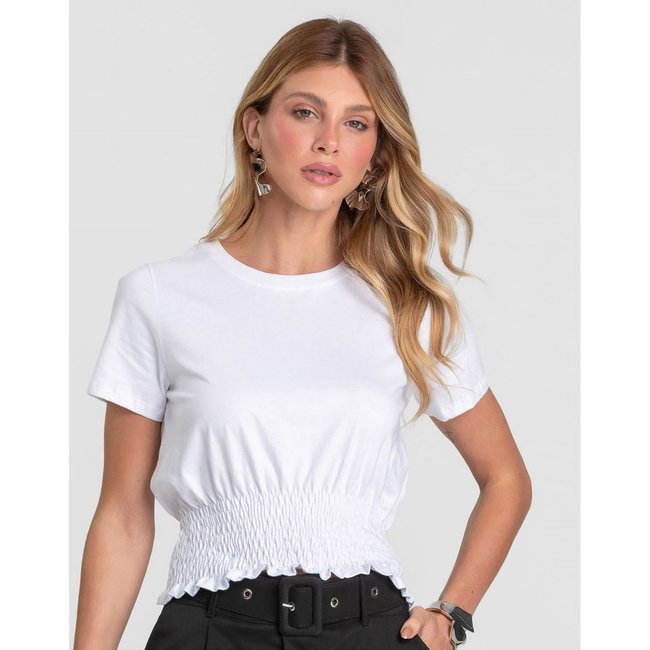 Blusa Feminina Com Lastex Dianna Branco