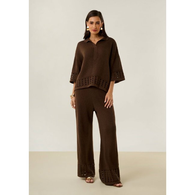Calça Maria Valentina Wide Média Marrom