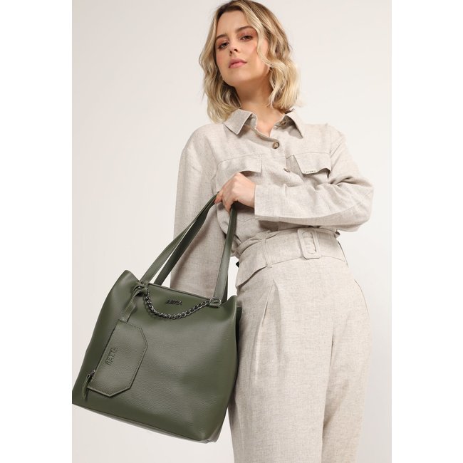 Bolsa Feminina Retta Sacola Com Porta Óculos Verde Militar