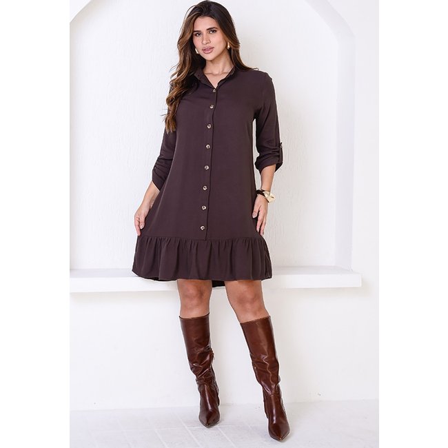 Vestido Chemise Botões M/C BBonnie Rebeca Marrom