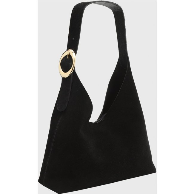 Bolsa Shoulder Hobo Couro Mariart Cajuzinho Preta