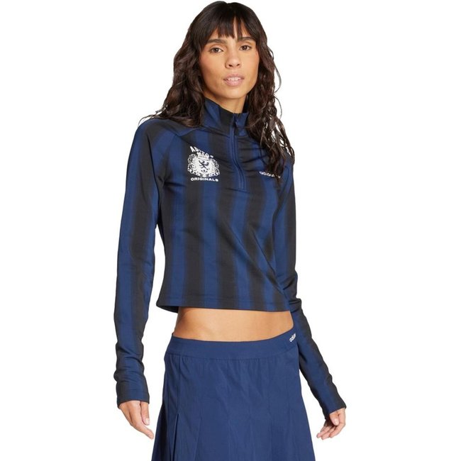 Blusa Manga Longa Futebol Estampada Meio Zíper adidas Originals Azul
