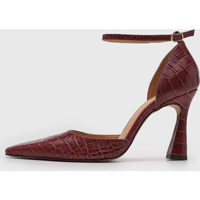 Scarpin Feminino Luiza Barcelos Salto Bloco Croco Bordô