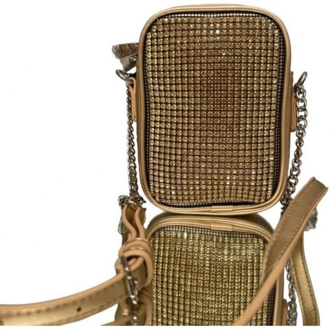 Bolsa Porta Celular Dourada com alça Transversal