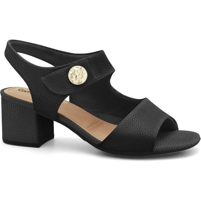 Sandália Feminina Salto Bloco Elegância Comfortflex 2657305 - Preto