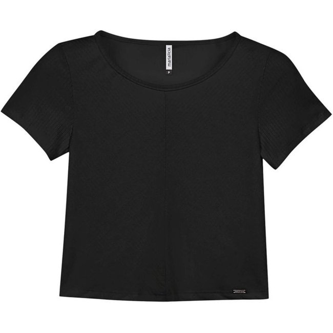 Blusa Feminina Canelada Textura Diagonal Marialícia Preto