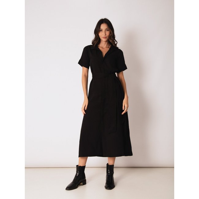 VESTIDO CHEMISE CINTO AMARRAÇÁO PRETO