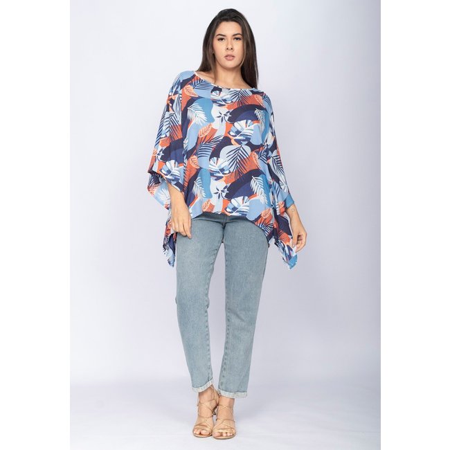 Blusa Poncho Baguari Amazonia Vital Estampa Jardim Celeste