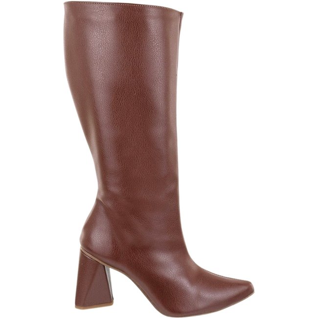 Bota Feminina Cano Alto Salto Geométrico Básica Inverno Flor da Pele 23021 Floter Cacau