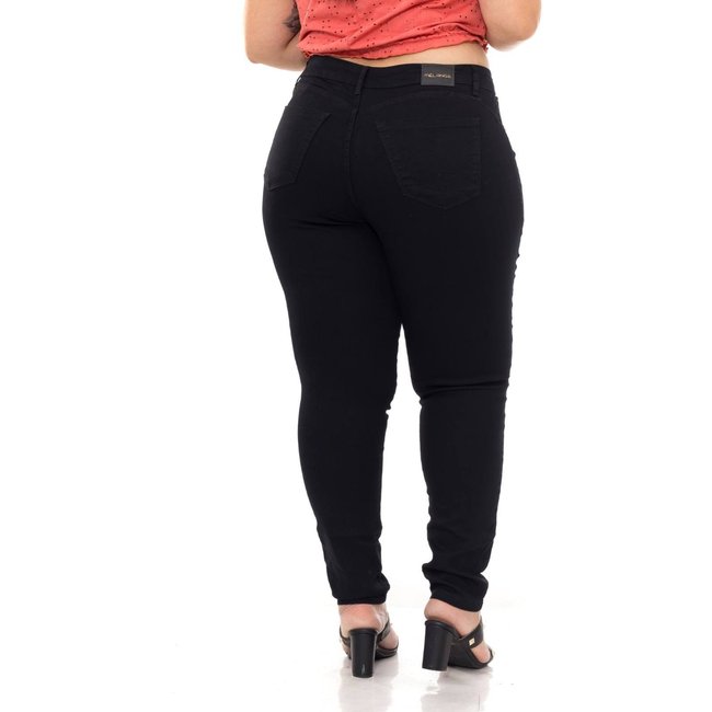 Calça Sarja Feminina Elegante Preta Skinny Plus Size Confortável Tecido Premium