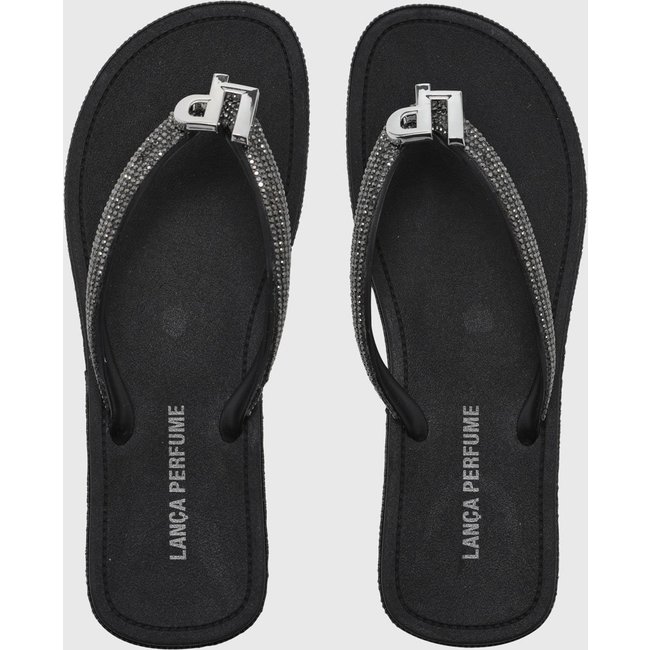 Chinelo Feminino Lança Perfume Pedrarias Preto