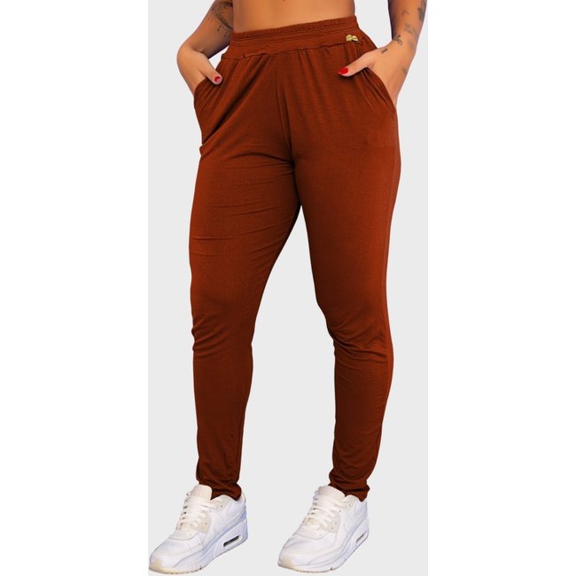 Calça Viscolycra Tarelles Soltinha Bolso Terracota