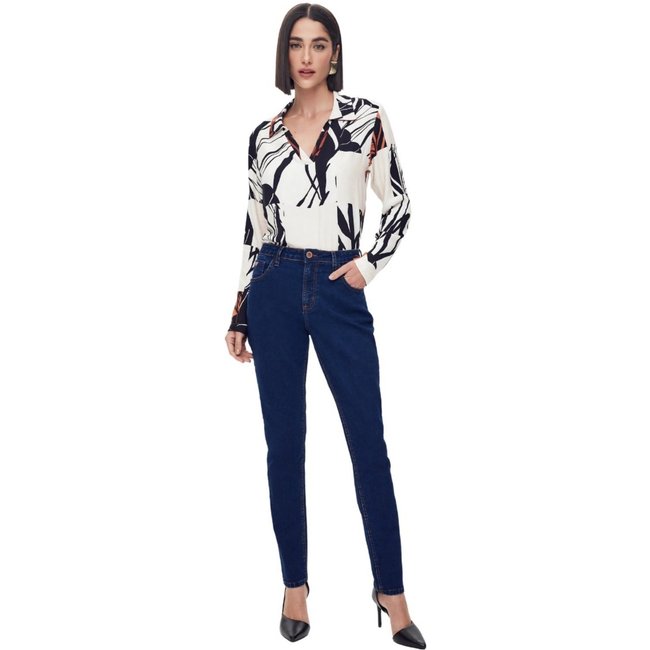 Calça Feminina Jeans Cigarrete Flor De Lis