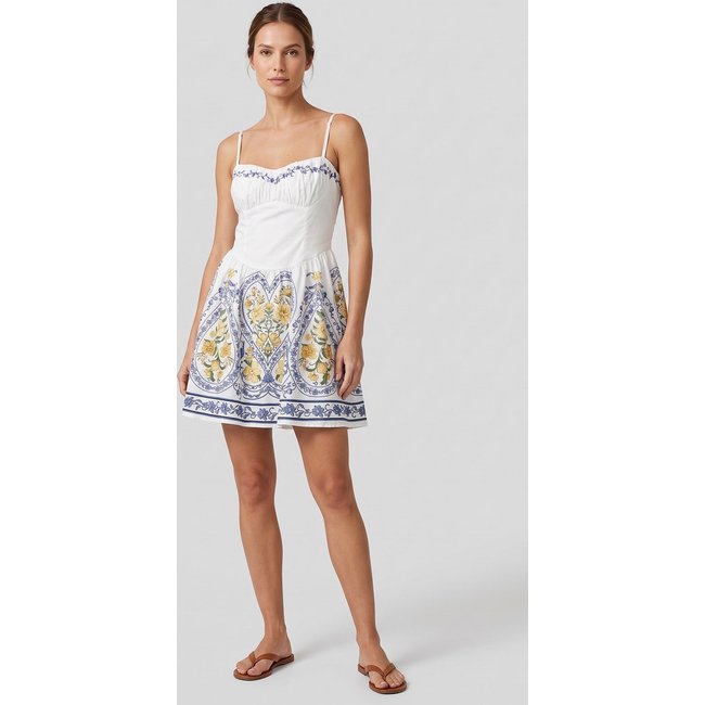 Vestido Feminino FARM Alças Finas Estampa Floral Branco