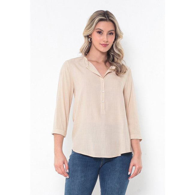 Blusa Intens Manga 3/4 Viscolinho Liso