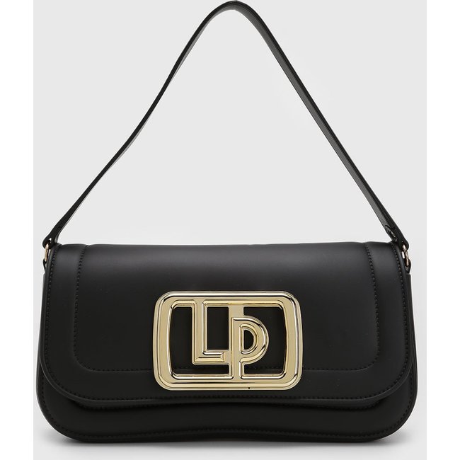 Bolsa Tiracolo Lança Perfume Logo Metalizado Preta
