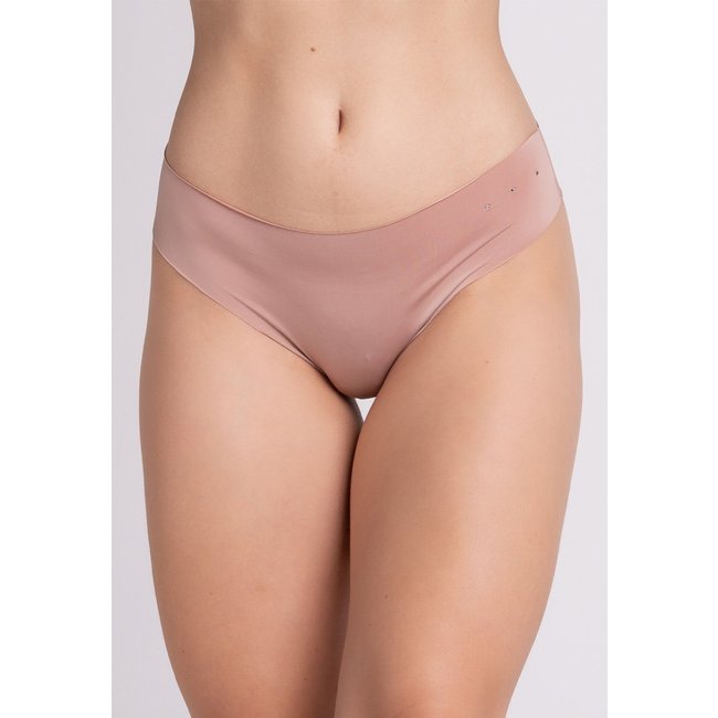 Calcinha Sem Costura Serra e Mar Modas Lingerie Tanga Corte a Laser Bege