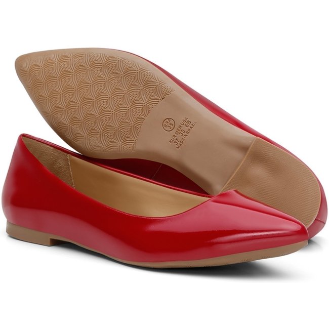 Sapatilha Bico Fino Nine4 Estilo Casual Conforto Vermelha