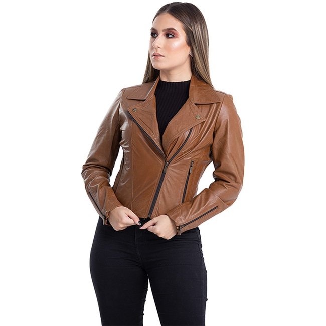 Jaqueta de Couro Perfecto Caramelo