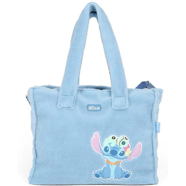 Infantil - Bolsa Shopper Média Transversal Pelucia Stitch Disney Azul