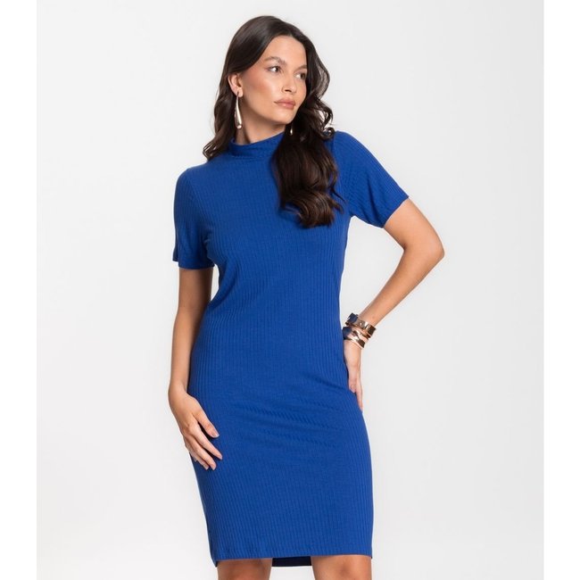 Vestido Feminino Canelado Infinita Cor Azul