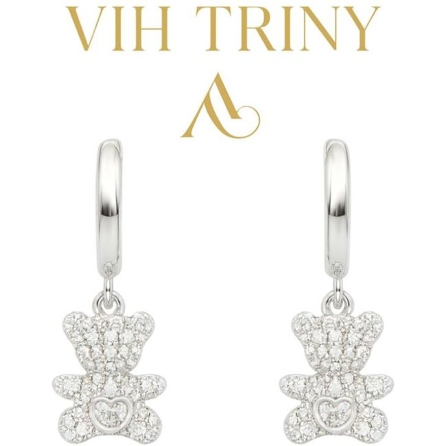Brinco Brinco Argola Ursinho com Zircônias Prata Vih Triny