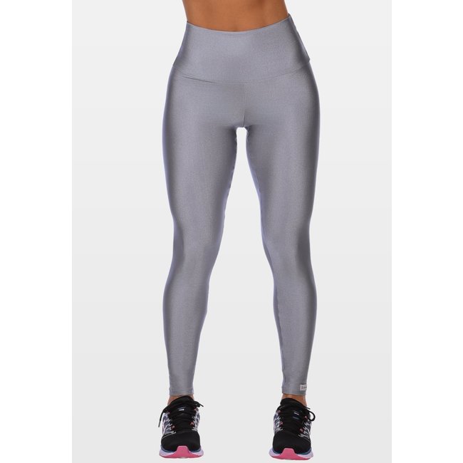 Calça Legging Fitness Cirrê Cós Alto Summer Soul Básica Prata