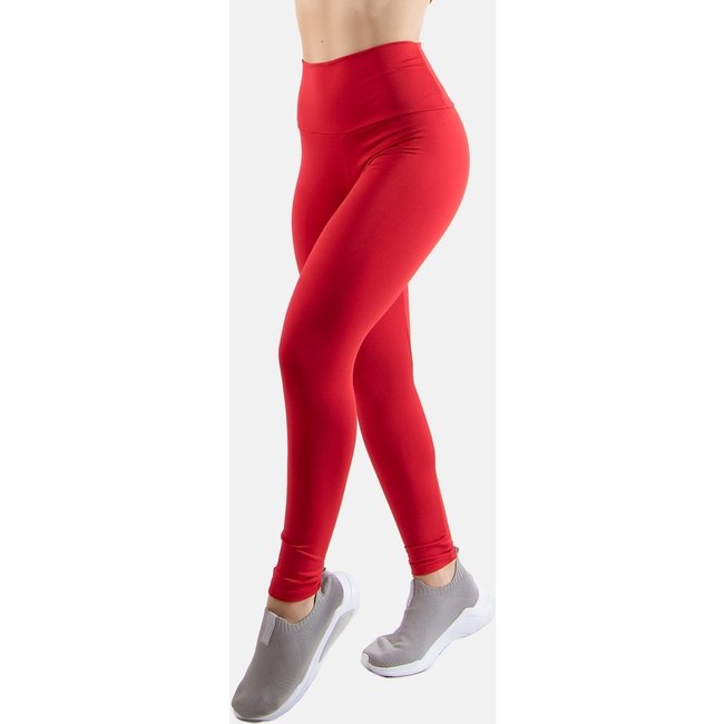 Calça Legging Suplex 4 Estações Cós Alto Liso Fitness Feminino Academia Vermelho