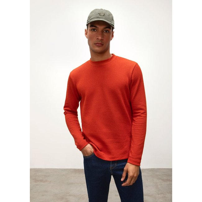 Camiseta Iódice Careca Manga Longa Etiqueta Canto Laranja