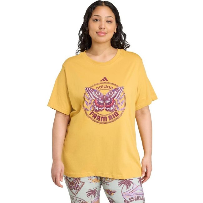 camiseta estampada adidas X FARM (Plus Size) adidas Sportswear Ouro Velho
