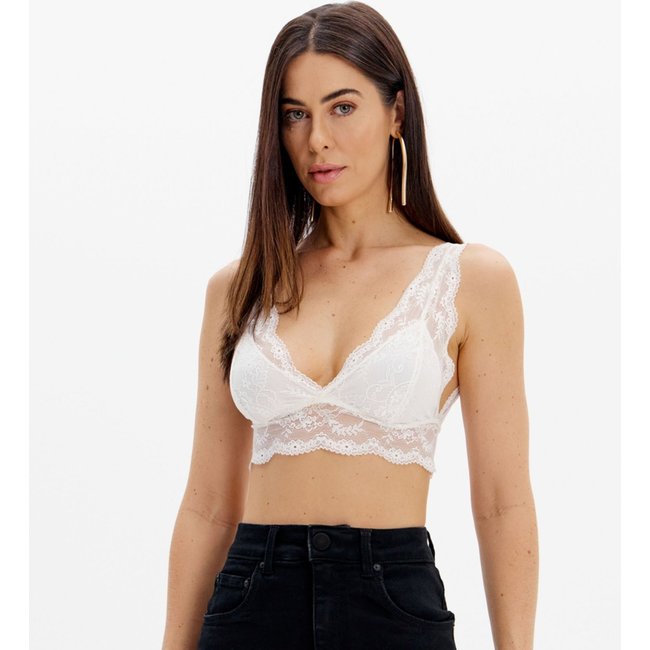 Top Cropped Lança Perfume De Renda Ou25 Bege Feminino