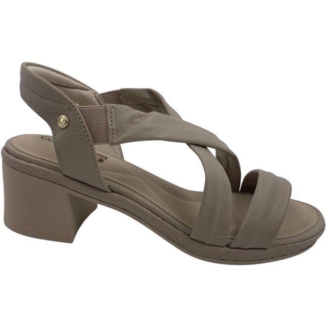 Sandália Casual Couro Comfortflex Salto Bloco Bege 2567403 - Bege - comfortflex
