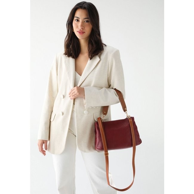 Bolsa SN Couros Mikonos Vermelho/Caramelo