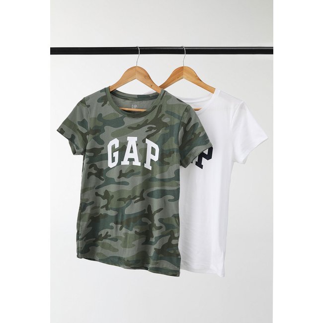 Kit 2pçs Camiseta GAP Logo Verde e Branca