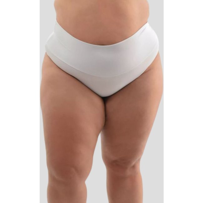Calcinha Cinta Plus Size Cós Alto Suplex Compressão Cintura Alta Branco