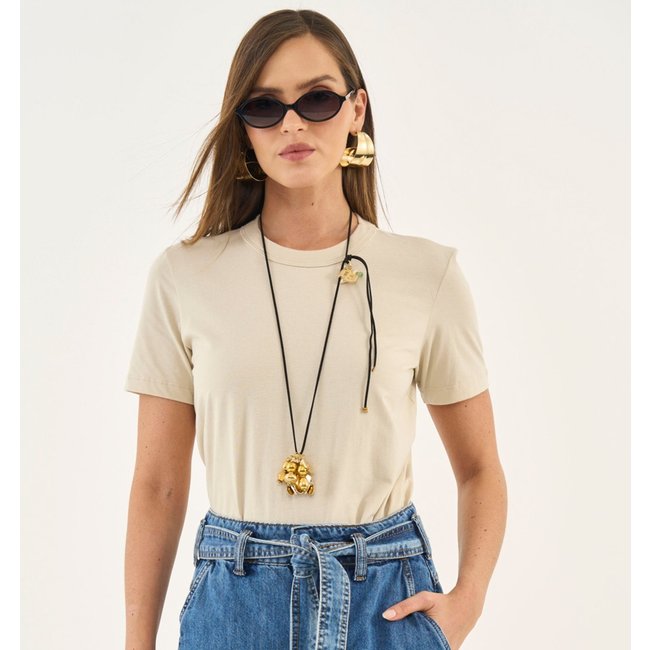 Camiseta Colcci Classic Ou26 Bege Feminino