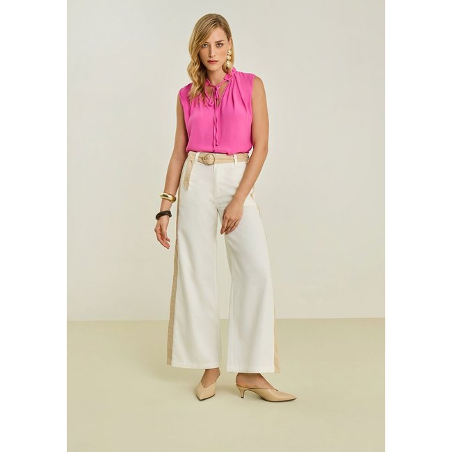 Calça Maria Valentina Pantalona Alta Off-white