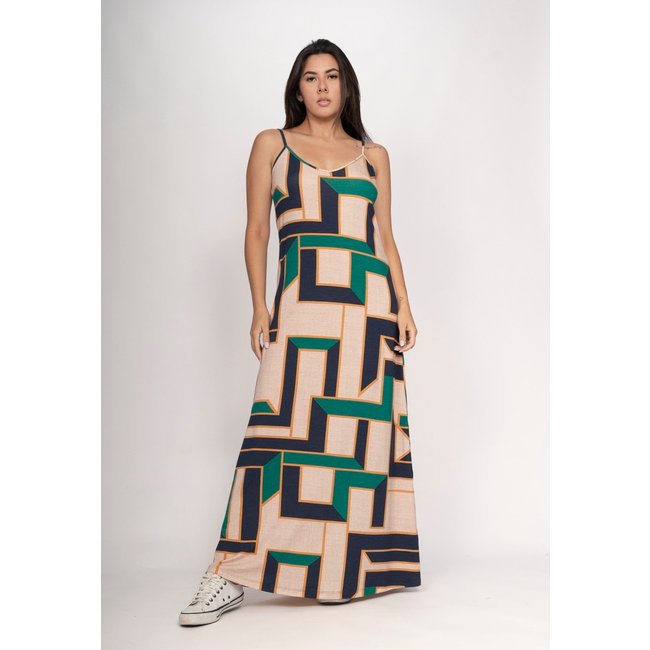Vestido CabanaFree Guaíra Longo Malha Alça Fina Chapada de Areia