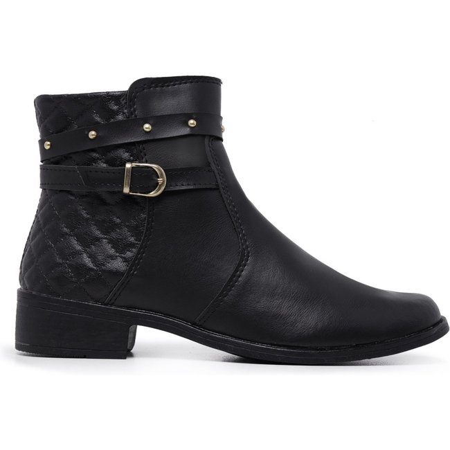 Botinha Feminina Cano Baixo Curto Moderna Macia Schiareli 11300 Preto