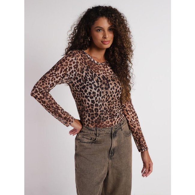 Blusa Tule Manga Longa Autentique Feminina MARROM
