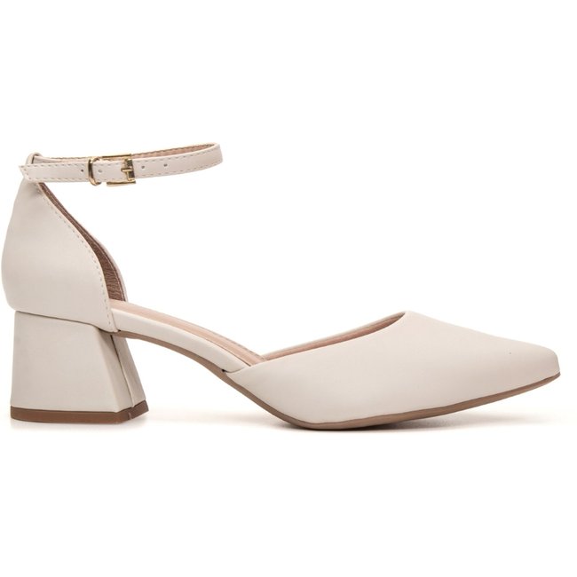 Sapato Scarpin Salomé Juthá Salto Baixo Off White