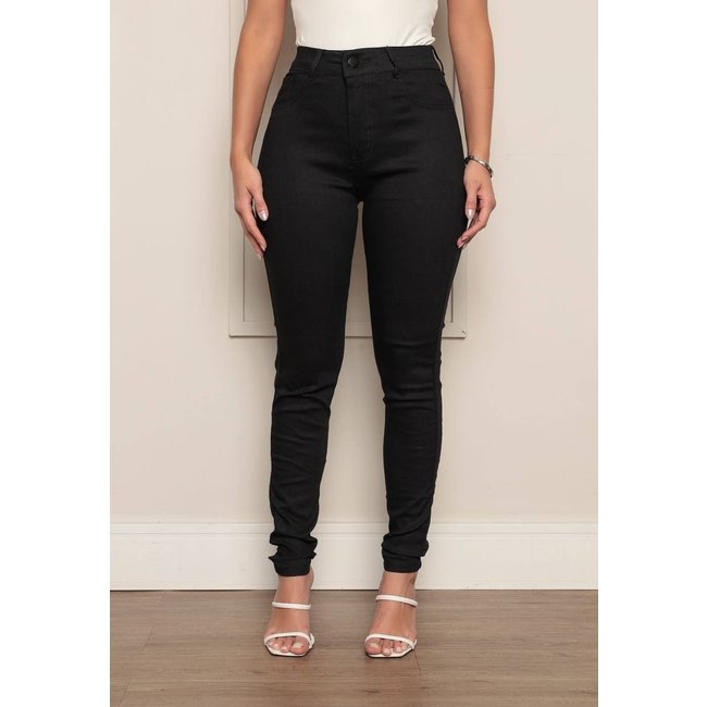 Calça Skinny Feminina Ethereal Jeans Confortável e Estilosa com Cintura Alta Preto