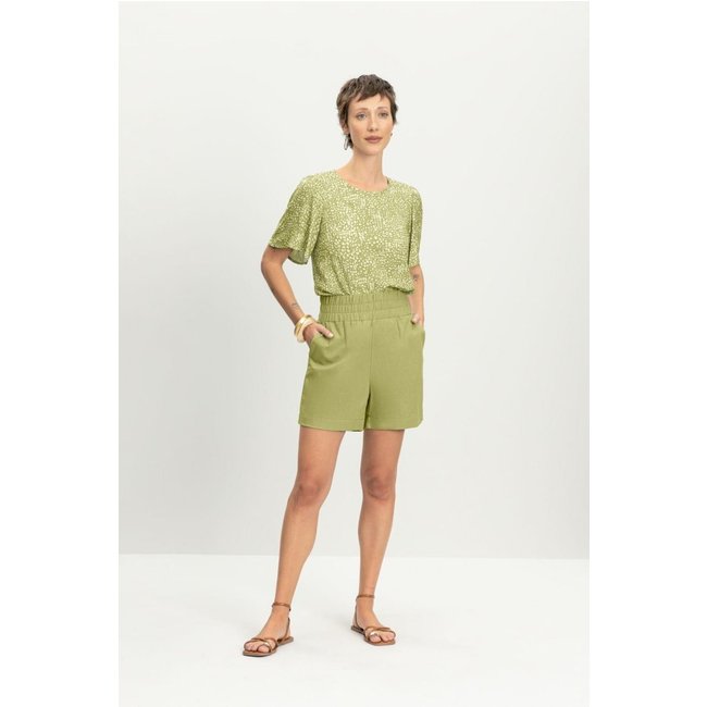 Shorts feminino em linho Essendi -Verde médio Verde