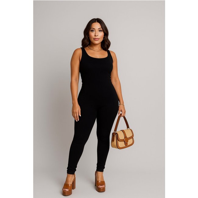 Macacão Regata Skinny D Bell Outlet Fashion De Alça Preto