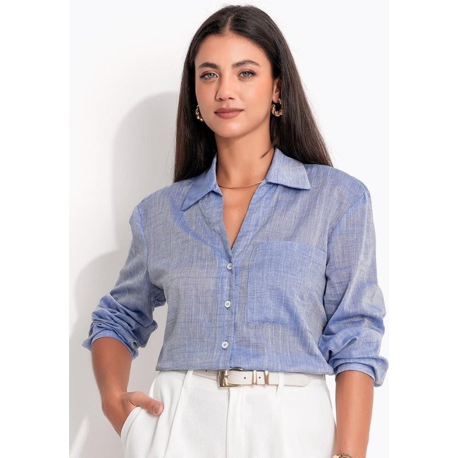 Camisa Em Viscose Voil Azul Quintess