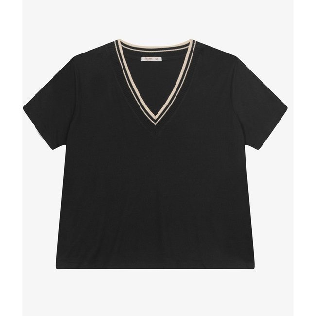 Blusa Manga Curta Pluz Size Secret Glam Preto